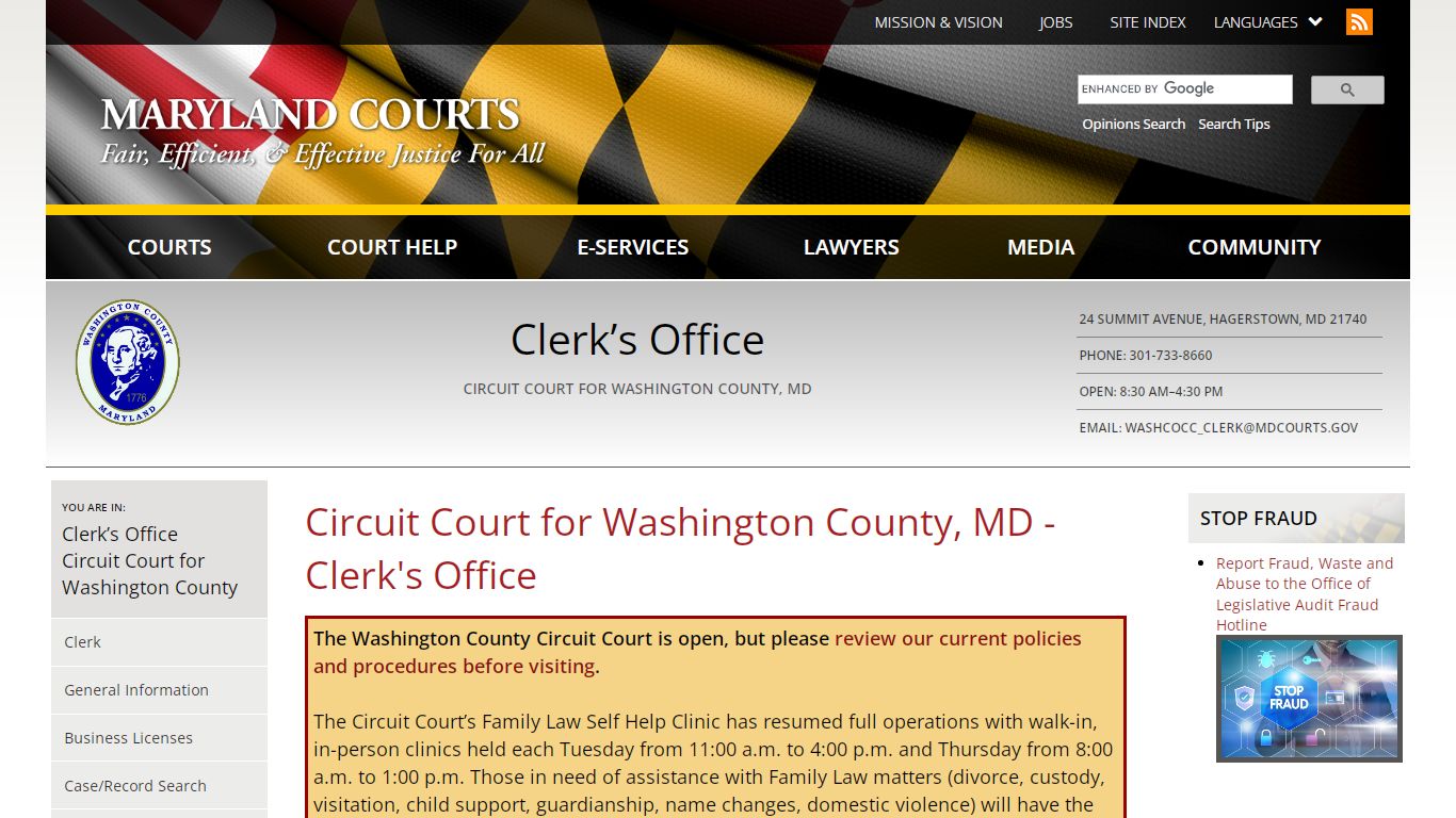 Circuit Court for Washington County, MD - Clerk's Office ...