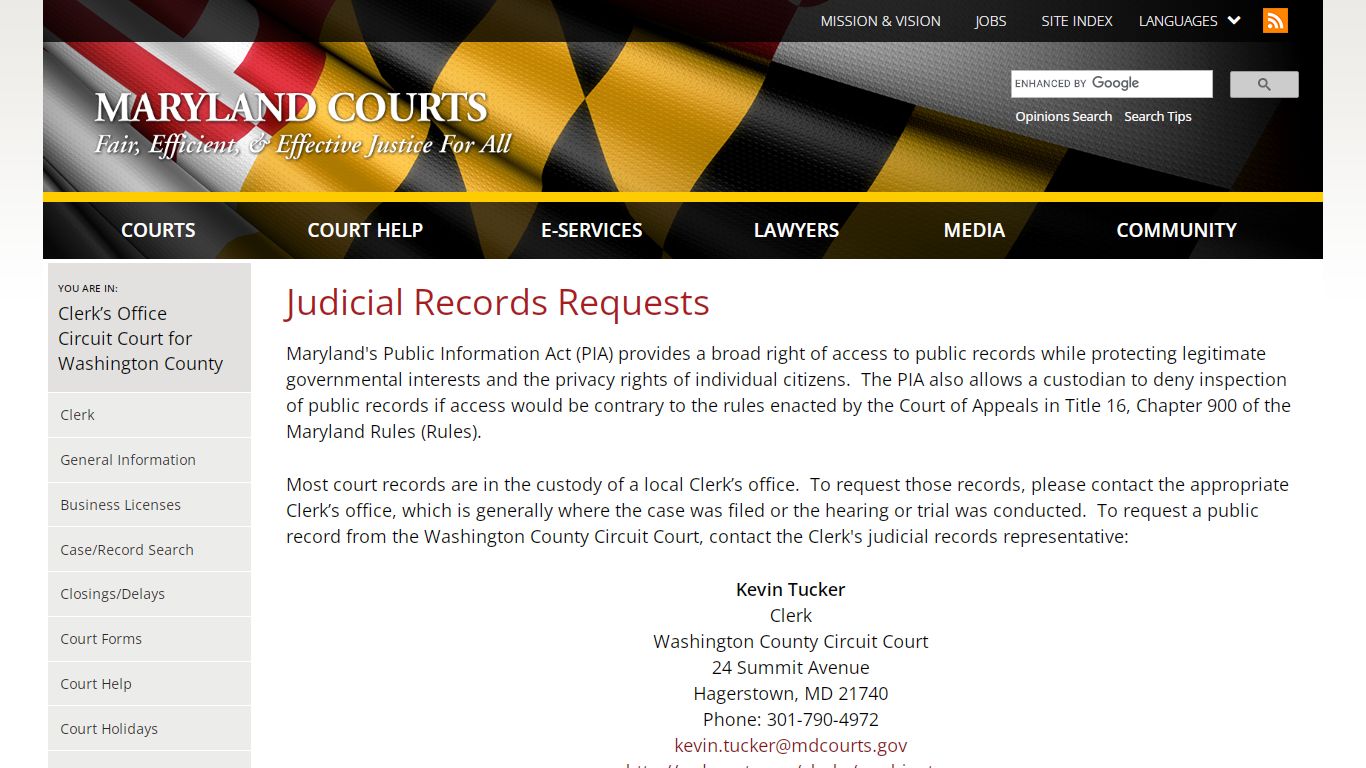 Judicial Records Requests | Maryland Courts